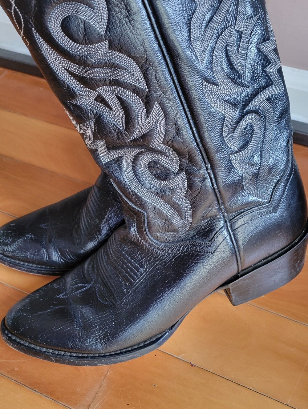 Vintage Dan Post Black Teju Lizard Men 8.5 D Cowboy Western Boots MEX MADE #2110 - Picture 6 of 15